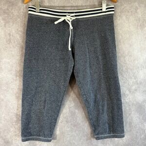 Hard Tail Forever Cropped Lounge Pants Womens Medium Gray Denim Look Striped